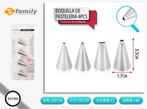 [103710] Boquilla de pastelería 4 piezas - Utensilios de repostería