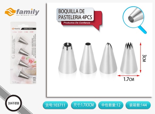 [103711] Boquilla de pastelería 4 piezas - Utensilios de repostería