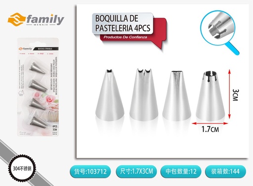 [103712] Boquilla de pastelería 4 piezas - Utensilios de repostería
