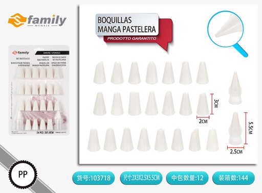 [103718] Boquillas de manga pastelera 3.1cm*1.8cm 24 unidades - Utensilios de repostería