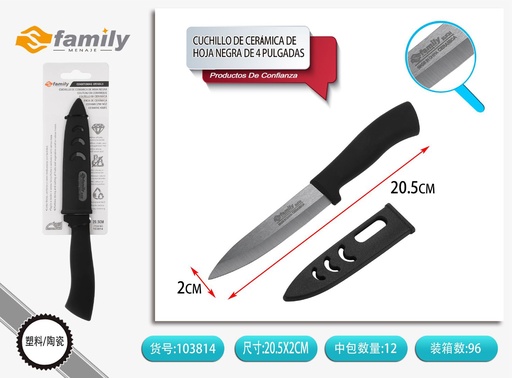 [317103814] Cuchillo de cerámica de hoja negra 10 cm - Cuchillos de cocina