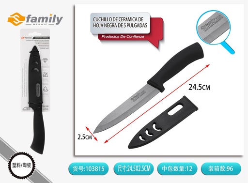 [103815] Cuchillo de cerámica de hoja negra de 5 pulgadas 12.5 cm - Utensilios de cocina