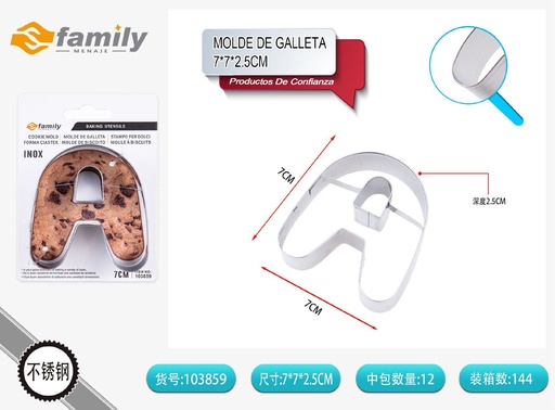 [103859] Molde de galleta con forma de letra A para repostería