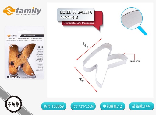 [103869] Molde de galleta en forma de letra K para repostería creativa