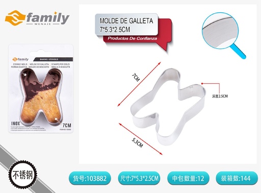 [103882]  Molde de galleta letra X - Utensilios de repostería, acero inoxidable