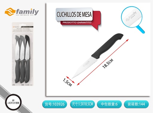 [317103926] Cuchillos de mesa de PP 18.5cm 6pc - Cubiertos para mesas elegantes