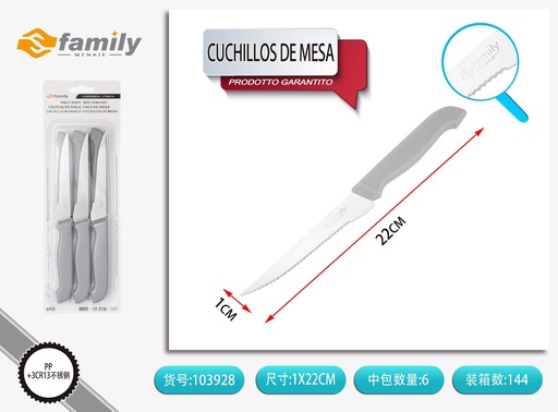 [317103928] Cuchillos de mesa de PP 22cm 6pc - Cubiertos para mesas elegantes