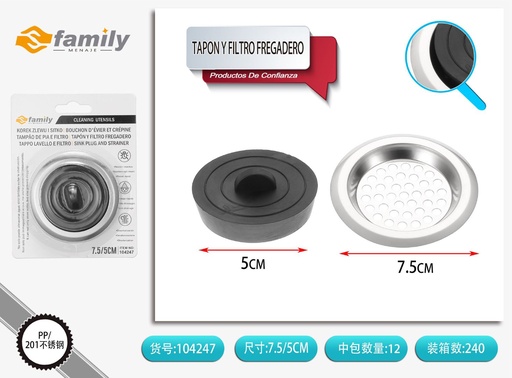 [104247] Tapon y Filtro Fregadero - Kit de tapón y filtro para fregaderos