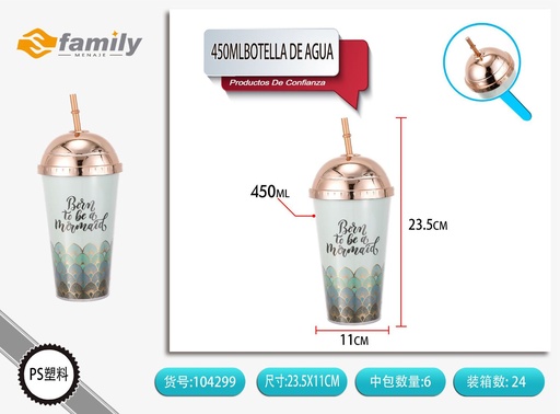 [104299] Botella de agua 450ml con tapa de papel decorativa - Accesorios para bebidas