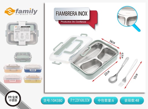 [104380] Fiambrera de acero inoxidable 24*18*6.5 cm, Utensilios de cocina