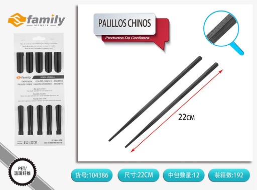 [104386] Palillos chinos 24cm, set de 5