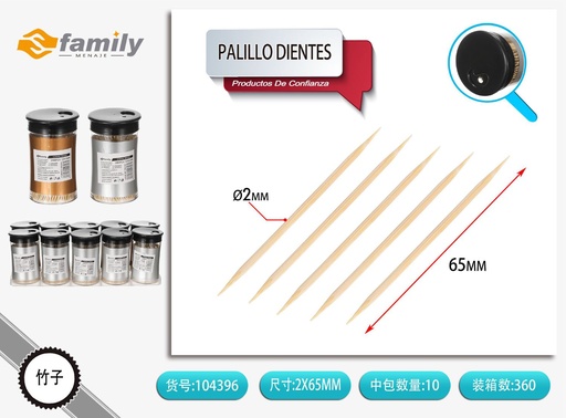 [104396] Palillos de dientes 65mm 280 unidades para higiene bucal