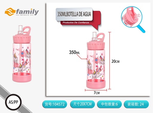 [104572] Botella de agua 350ml con tapa y pajita - Accesorios de bebida
