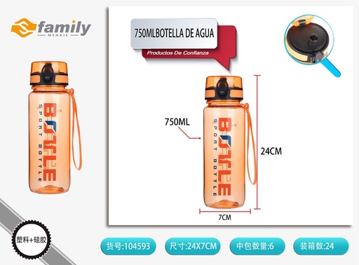 [317104593] Botella de agua deportiva transparente 750ml para actividades y ejercicios