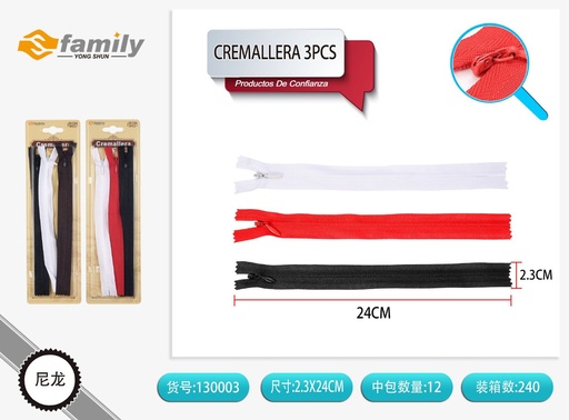 [130003] Cremallera invisible 27cm 3pcs