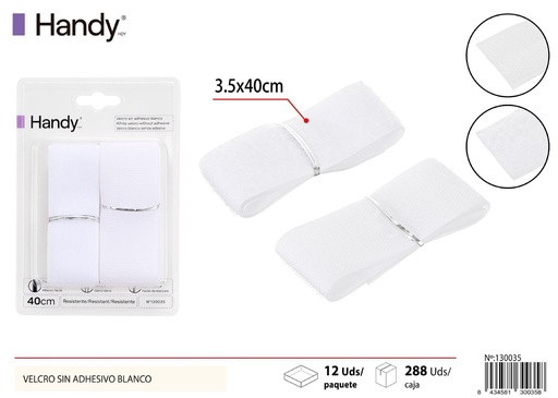 [130035] Cinta autocierre blanco 40cm adhesiva para organización y bricolaje
