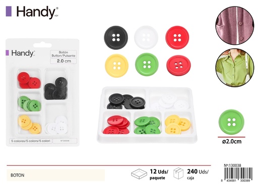 [130038] Botón 2.0cm tipo 32 cinco compartimentos para manualidades