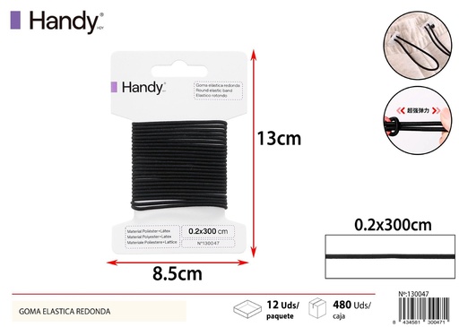 [130047] Goma elástica redonda negra 0.2cm*3m útiles de costura