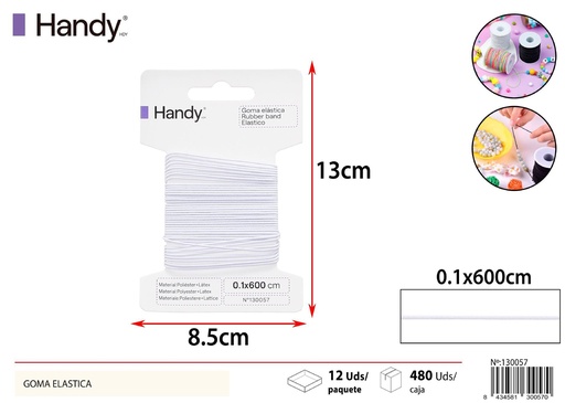 [130057] Goma elástica redonda blanca 0.1 cm*6 m - Gomas