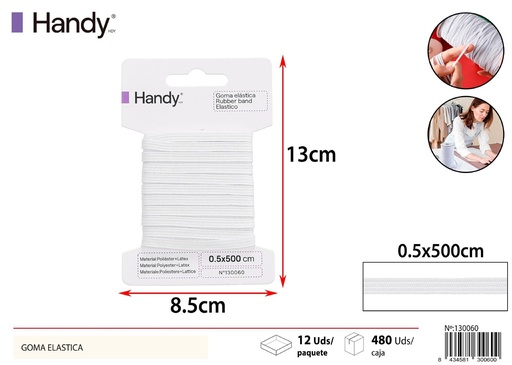 [130060] Goma elástica plana blanca 0.5 cm x 5 m - Accesorios de costura
