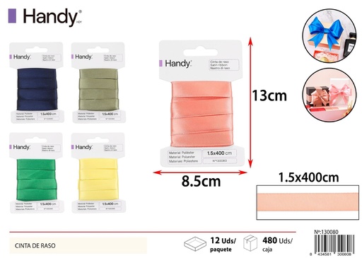 [130080] Cinta de raso colorido 1.5*4M - Ribbon para manualidades y decoración