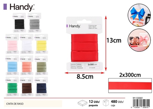 [130081] Cinta de raso colorido 2.0*3M - Ribbon para manualidades y decoración