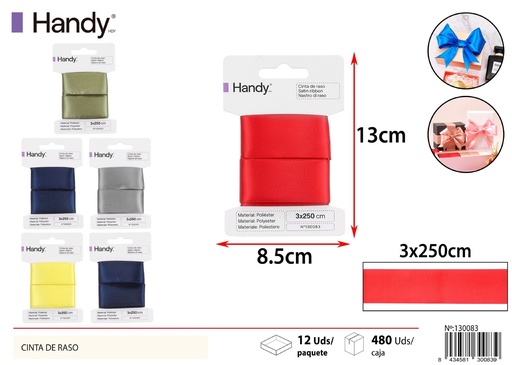 [130083] Cinta de raso colorido 3.0*2.5M - Ribbon para manualidades y decoración