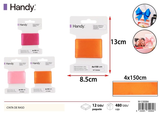 [130084] Cinta de raso colorido 4.0*1.5M - Ribbon para manualidades y decoración