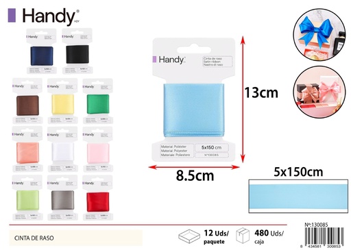 [130085] Cinta de raso colorido 5.0*1.5M - Ribbon para manualidades y decoración