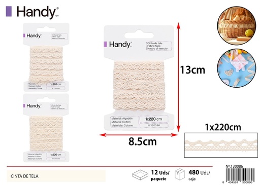 [130086] Cinta de tela 1.5*2M con encaje - Cintas decorativas