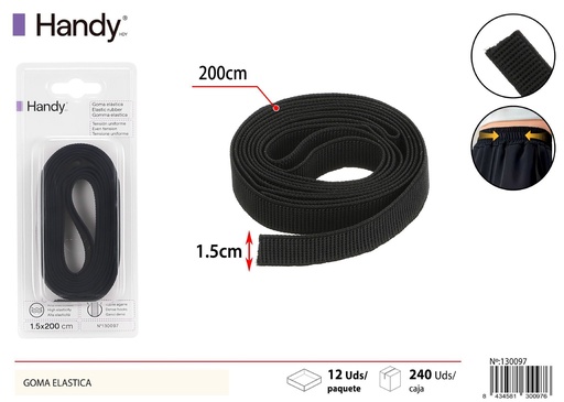 [130097] Goma elástica negra de 1.5x2.0 metros - Accesorios de costura
