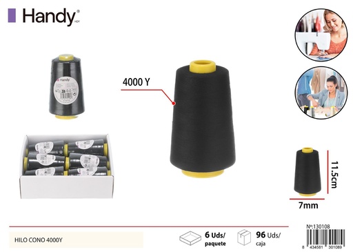 [130108] Hilo de cono 4000Y negro para costura y manualidades