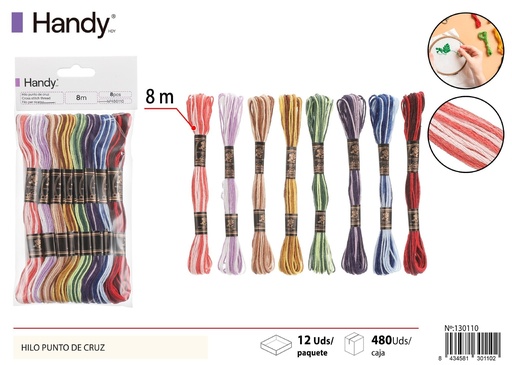 [130110] Hilo de punto de cruz 8m 8 pcs - Kit de costura y accesorios