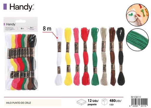 [130111] Hilo de punto de cruz 8m 8 pcs - Kit de costura y accesorios