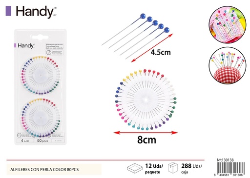 [130138] Alfileres de perla coloridos (40 pcs) - Set de alfileres perlados y coloridos