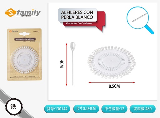 [130144] Alfileres con perla blanco 40pcs