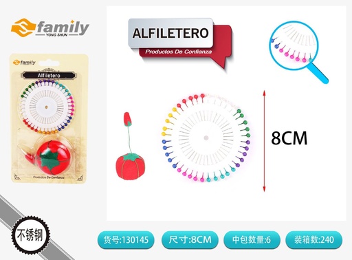 [130145] Alfiletero con bola roja y perlas para costura