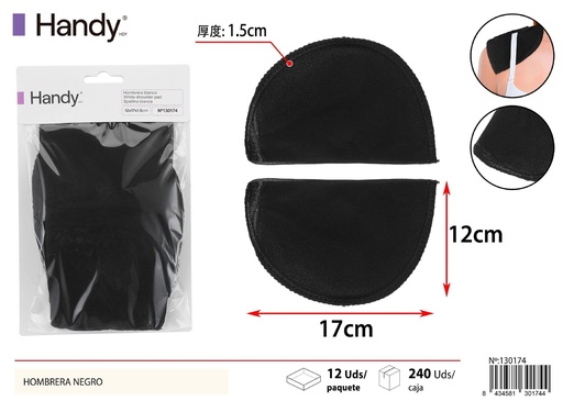 [130174] Hombros de esponja negros grandes 12x17x1.5 cm - Accesorios de costura