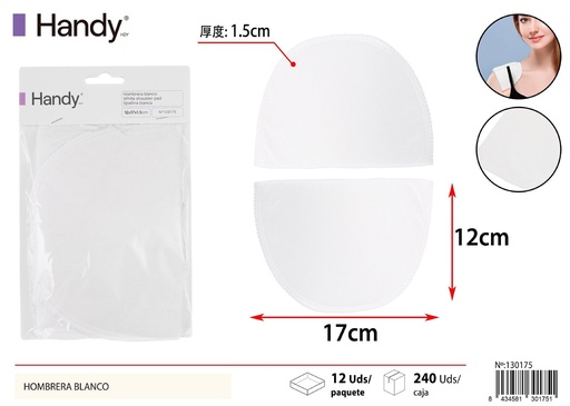 [130175] Hombros de esponja blancos grandes 12x17x1.5 cm - Accesorios de costura