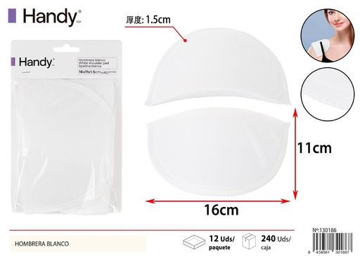 [130186] Hombro de Esponja Blanco 16x11x1.5cm - Almohadilla para Ropa