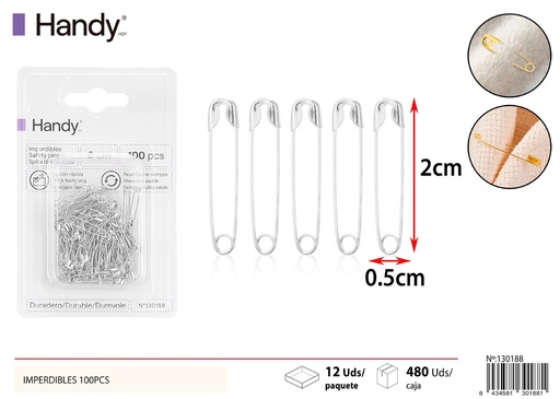 [130188] Imperdibles blanco 100 pcs - Accesorios de costura