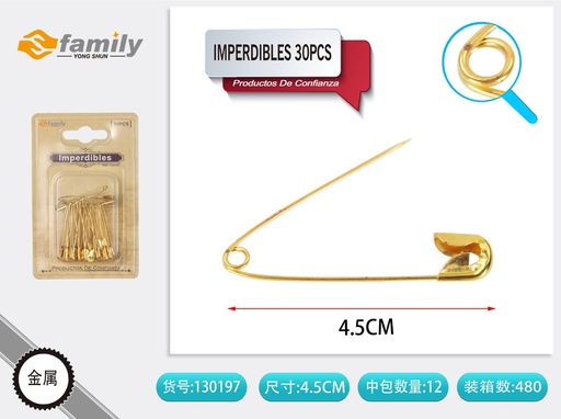 [130197] Imperdibles dorados 20PCS - Accesorios de costura