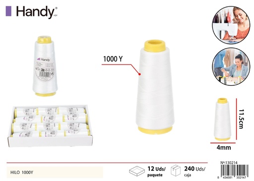 [130214] Hilo cono blanco 1000 yds - Kit de costura y accesorios