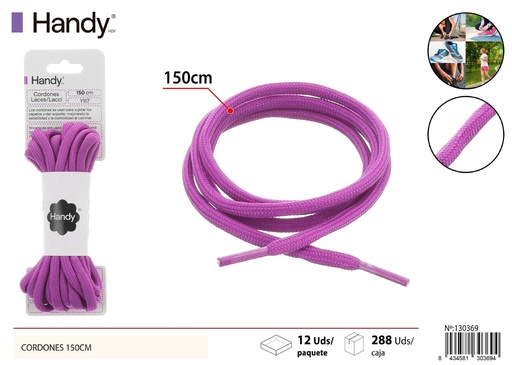 [130369] Cordones 150cm (color sólido) redondos 15# - Accesorios de calzado