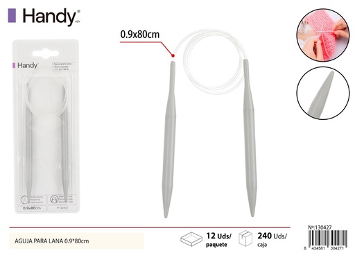 [130427] Aguja circular para lana de 0.9mm x 80cm ideal para tejer