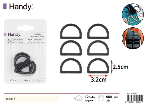 [130450] Hebilla media luna 2.5*6 pcs - Accesorios para costura