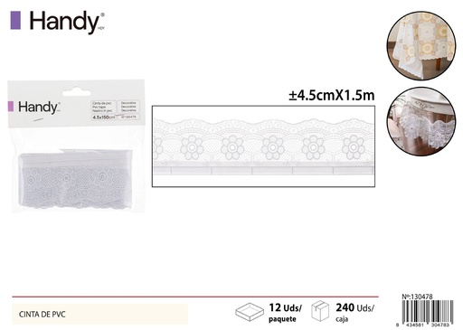 [130478] Cinta de PVC blanca 4.5x1.5m - Cinta decorativa y manualidades