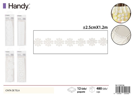 [130536] Cinta de tela decorativa 2.5 cm x 1.2 m para manualidades