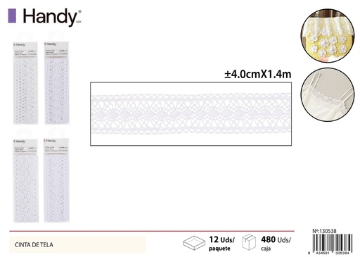 [130538] Cinta de Tela 4.0CM*1.4M Blanca - Cinta decorativa de tela