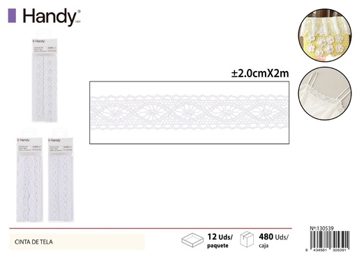 [130539] Cinta de Tela 2.0CM*2M Blanca - Cinta decorativa de tela